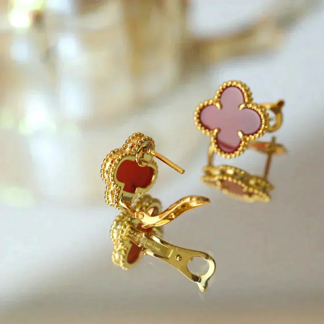 [Lunabriance]CLOVER MEDIUM 1 MOTIFS CARNELIAN  EARRINGS