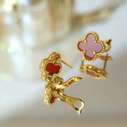[Lunabriance]CLOVER MEDIUM 1 MOTIFS CARNELIAN  EARRINGS