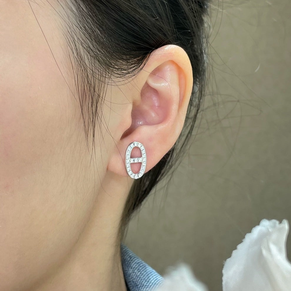 [Lunabriance]HM FULL DIAMOND PIG NOSE STUD EARRINGS