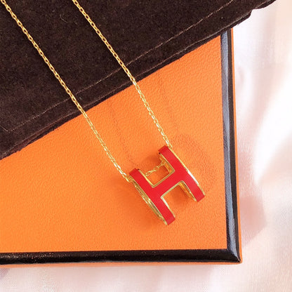 [Lunabriance]HM CLIC RED ENAMEL GOLD NECKLACE