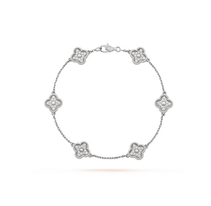 [Lunabriance]CLOVER 6 MOTIF SILVER DIAMOND BRACELET