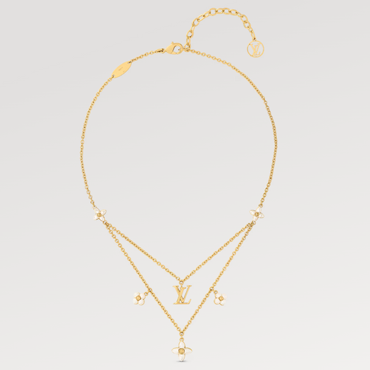 [Lunabriance]FLOWERGRAM GOLD MOP DOUBLE ROW NECKLACE