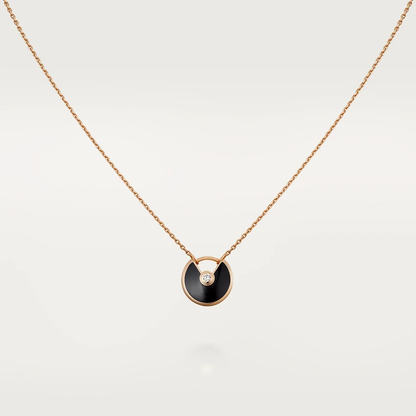 [Lunabriance]AMULETTE ROSE GOLD ONYX NECKLACE