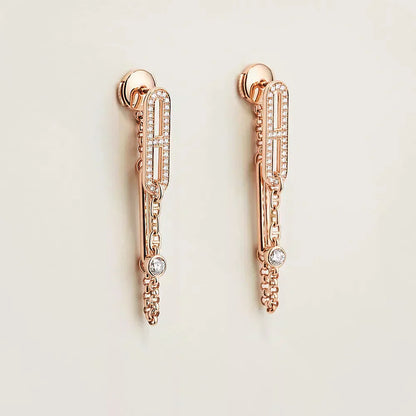 [Lunabriance]CHAINE CHAOS DIAMOND DROP EARRINGS