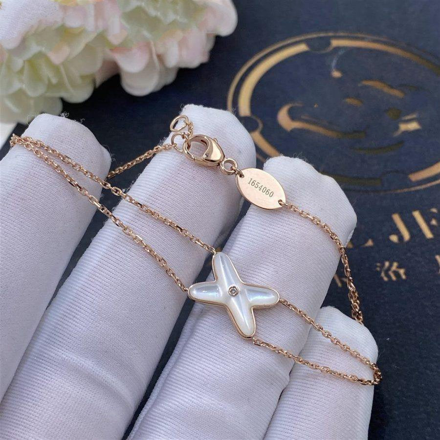 [Lunabriance]JEUX BRACELET WHITE MOP PINK GOLD 1 DIAMOND