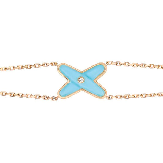 [Lunabriance]JEUX BRACELET TURQUOISE PINK GOLD 1 DIAMOND
