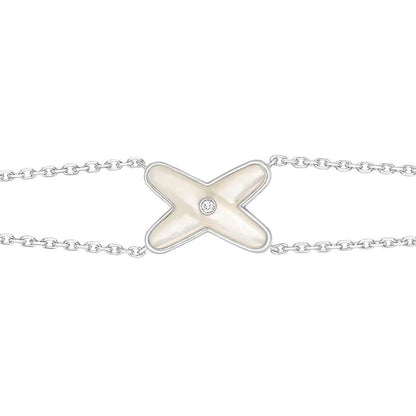 [Lunabriance]JEUX BRACELET WHITE MOP SILVER 1 DIAMOND