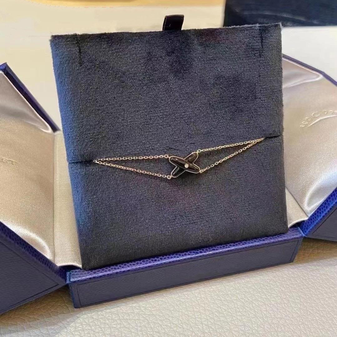 [Lunabriance]JEUX BRACELET ONYX PINK GOLD 1 DIAMOND