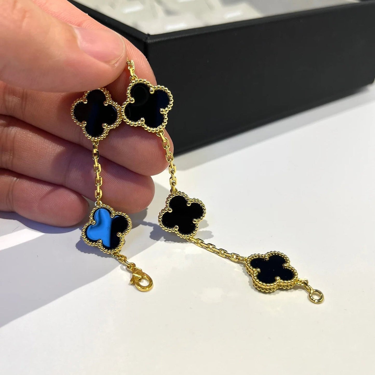 [Lunabriance]CLOVER  5 MOTIFS BLACK ONYX BRACELET