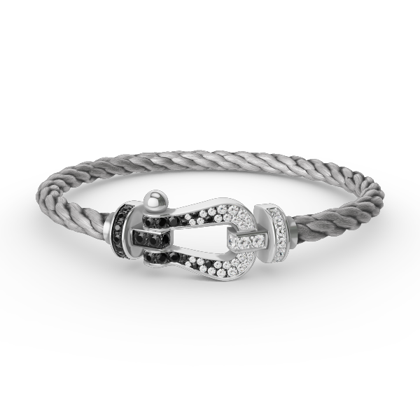 [Lunabriance]FORCE LARGE HORSESHOE BLACK WHITE DIAMOND BRACELET SILVER