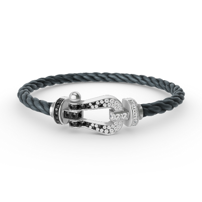 [Lunabriance]FORCE LARGE HORSESHOE BLACK WHITE DIAMOND BRACELET SILVER
