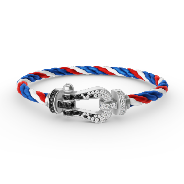 [Lunabriance]FORCE LARGE HORSESHOE BLACK WHITE DIAMOND BRACELET SILVER