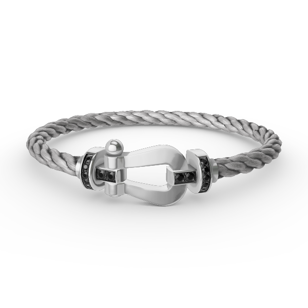 [Lunabriance]FORCE LARGE HORSESHOE BLACK DIAMOND BRACELET SILVER