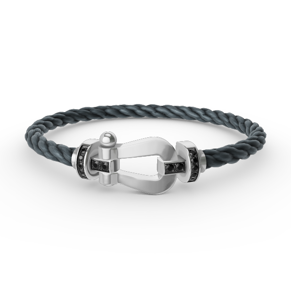 [Lunabriance]FORCE LARGE HORSESHOE BLACK DIAMOND BRACELET SILVER