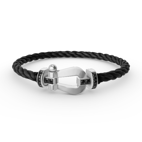 [Lunabriance]FORCE LARGE HORSESHOE BLACK DIAMOND BRACELET SILVER