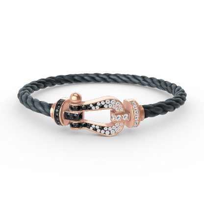 [Lunabriance]FORCE LARGE HORSESHOE BLACK WHITE DIAMOND BRACELET ROSE GOLD