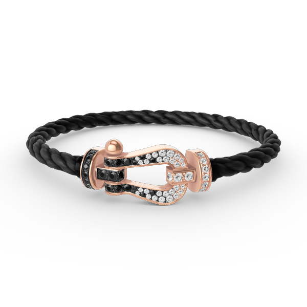 [Lunabriance]FORCE LARGE HORSESHOE BLACK WHITE DIAMOND BRACELET ROSE GOLD