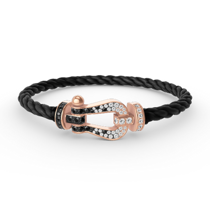 [Lunabriance]FORCE LARGE HORSESHOE BLACK WHITE DIAMOND BRACELET ROSE GOLD