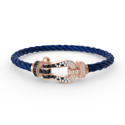 [Lunabriance]FORCE LARGE HORSESHOE BLACK WHITE DIAMOND BRACELET ROSE GOLD