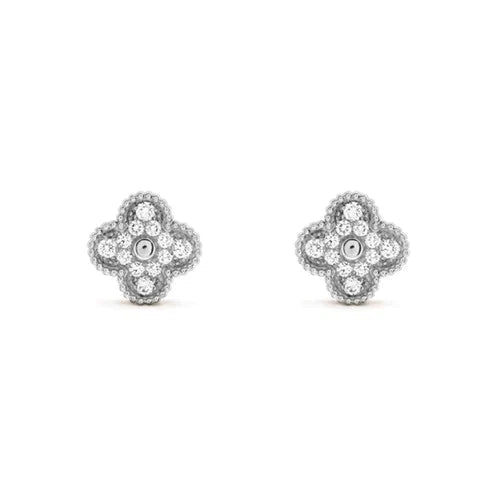 [Lunabriance]CLOVER 1 MOTIFS DIAMOND STUD EARRINGS SILVER