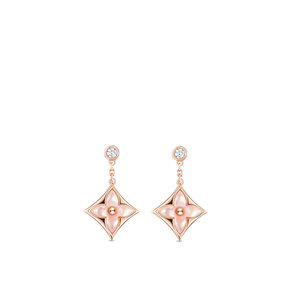 [Lunabriance]DOUBLE STAR PINK GOLD MOP DROP EARRINGS