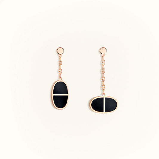 [Lunabriance]CHAINE VERSO BLACK CERAMIC EARRINGS