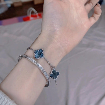 [Lunabriance]CLOVER 5 MOTIF PIETERSITE SILVER BRACELET