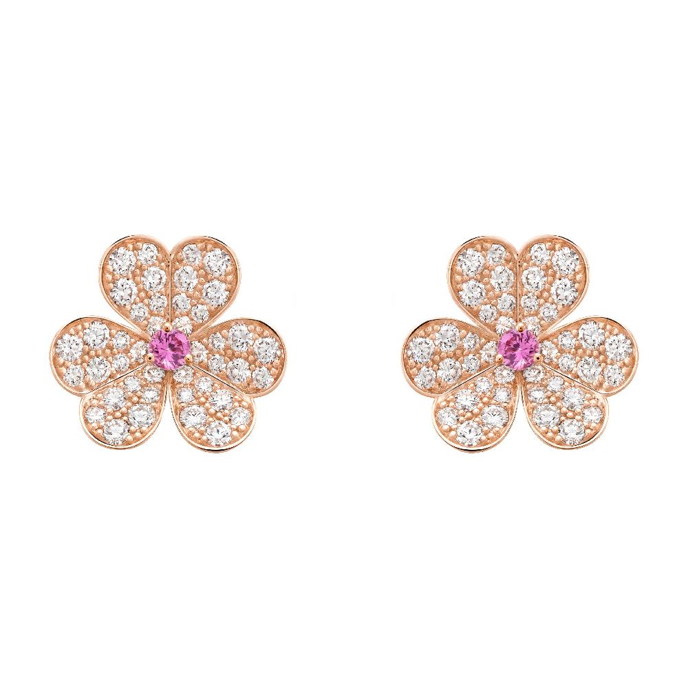 [Lunabriance]FRIVOLE PINK GOLD FLOWER DIAMOND EARRINGS