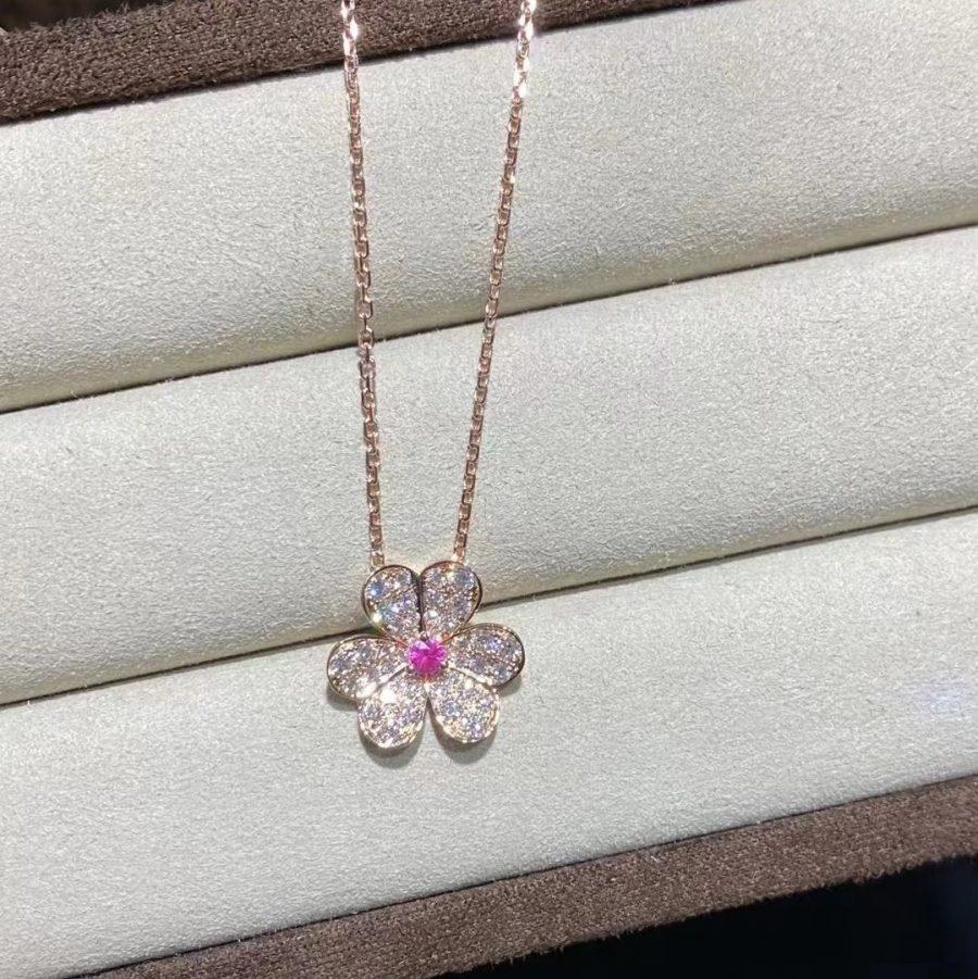 [Lunabriance]FRIVOLE ROSE GOLD FLOWER DIAMOND NECKLACE