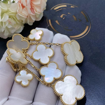 [Lunabriance]CLOVER EARRINGS WHITE MOP 4 MOTIFS GOLD