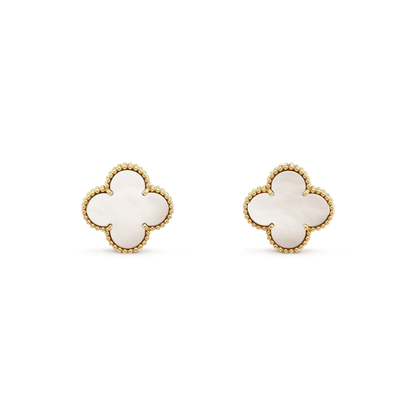 [Lunabriance]CLOVER MEDIUM 1 MOTIFS  WHITE MOP STUD EARRINGS