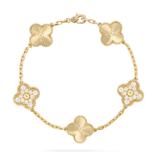 [Lunabriance]CLOVER BRACELET 5 MOTIFS GOLD DIAMOND