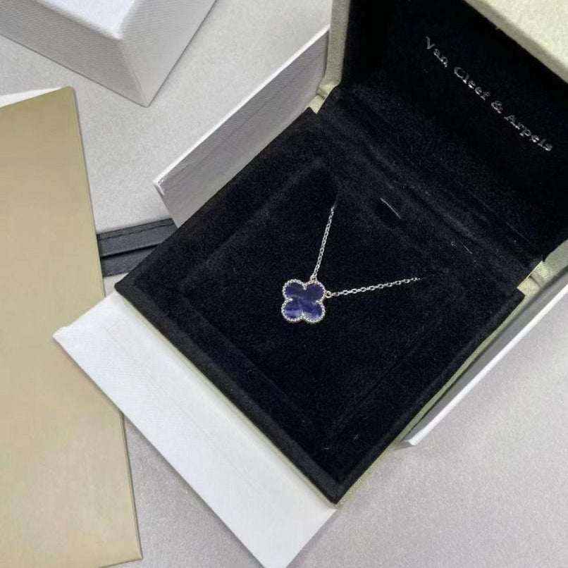 [Lunabriance]CLOVER 15MM PIETERSITE NECKLACE SILVER