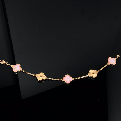 [Lunabriance]CLOVER BRACELET 5 MOTIF PINK AND PINK GOLD