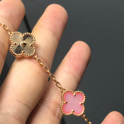 [Lunabriance]CLOVER BRACELET 5 MOTIF PINK AND PINK GOLD